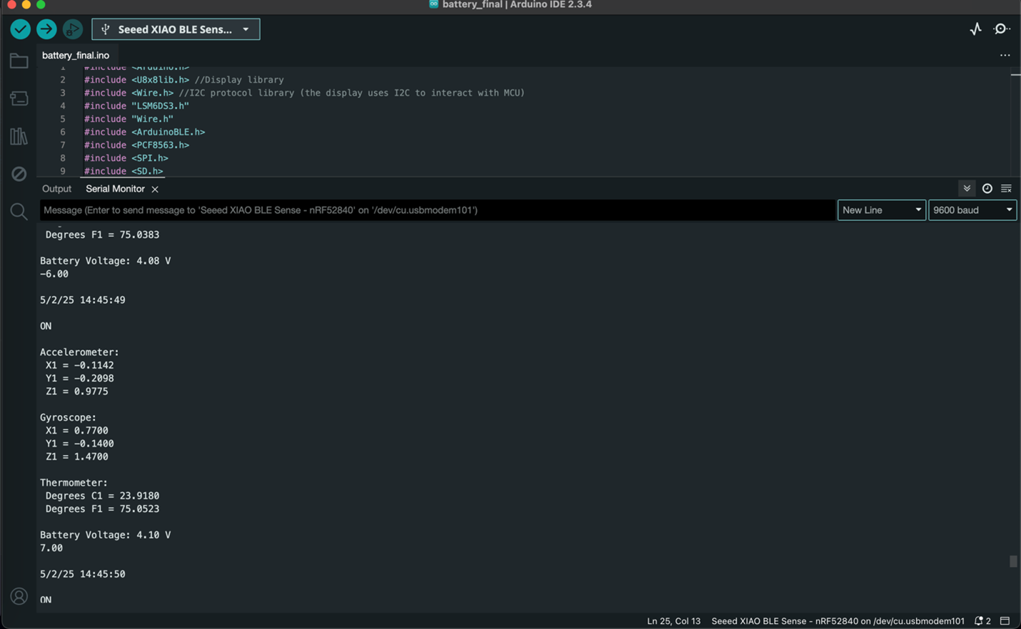 Serial Monitor Reading